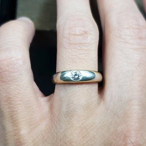 Size 7 Worn Gold Plated Sterling Silver Single Cubic Zirconia Ring